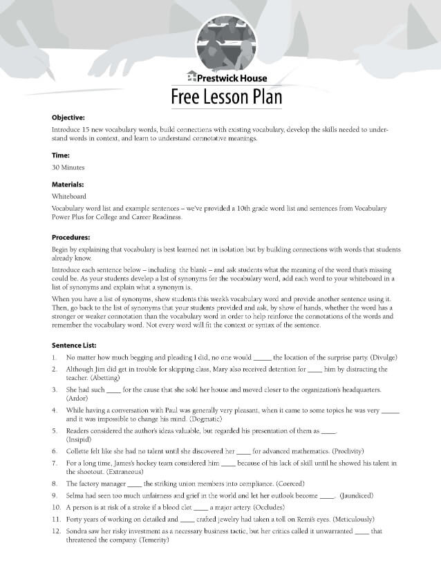 Free Lesson Plans - English Teacher's Free Library | Prestwick House